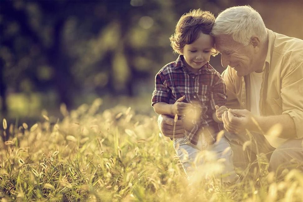 Grandfather playing with his grandson