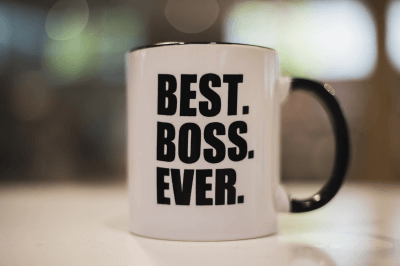 Coffee mug that says Best. Boss. Ever.