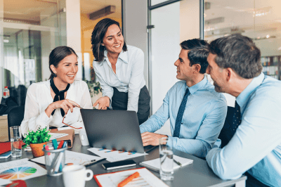 A group of business owners collaborating in a meeting