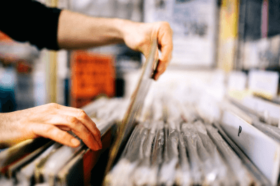 Business owner going through record files