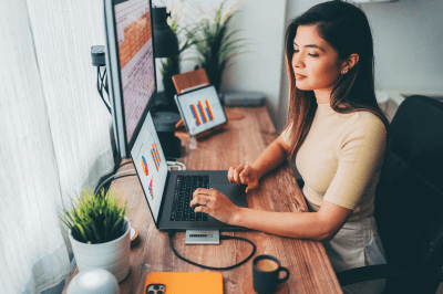 Business owner working on her laptop