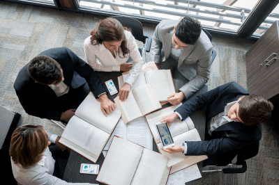a team of business professionals working together