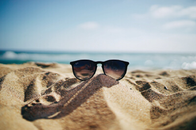 sunglasses on a beach