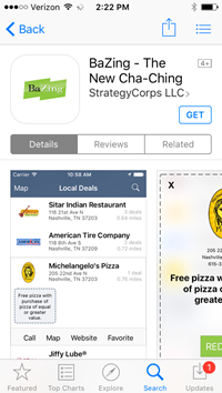 BaZing Mobile App on store