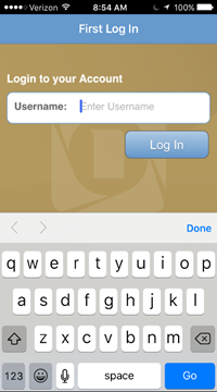 mobile login screen