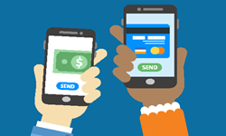 mobile phone screens with pay apps illustration